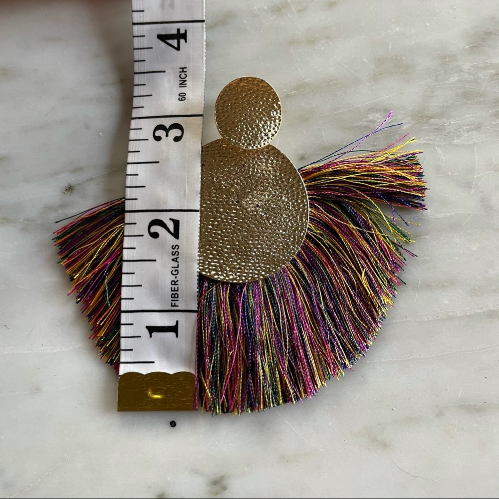 Boho Fringe Statement Earrings Multi Color - Picture 5 of 5